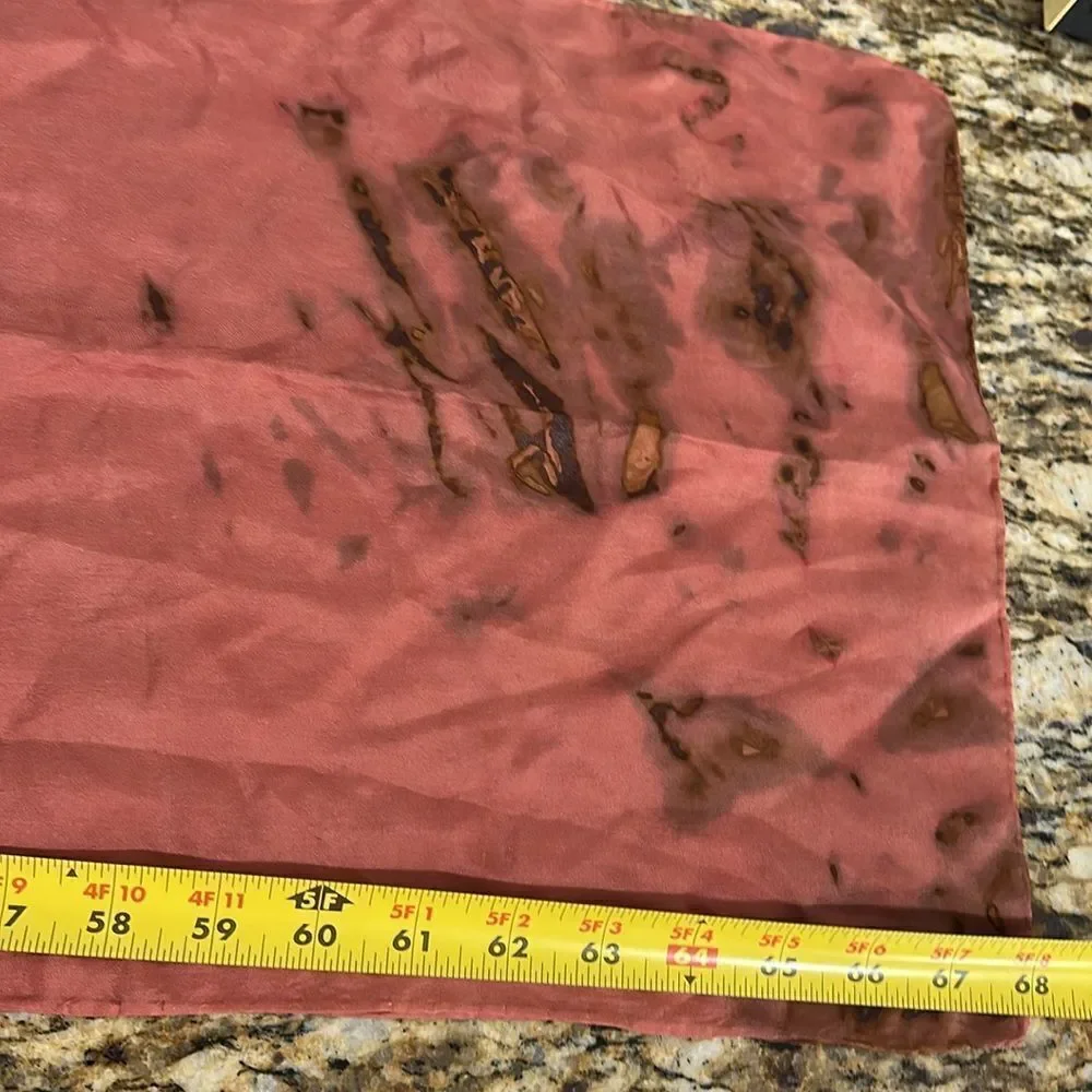 Tie Dye Lightweight Hand Rolled Scarf In Light Brick Red Color